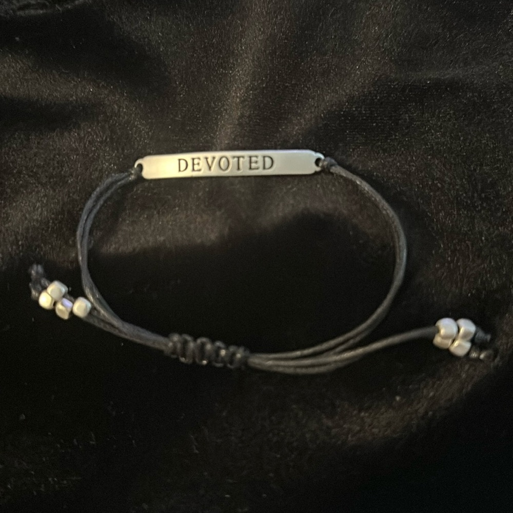 Corded Fashion Bracelet W/Devoted Silver Tone